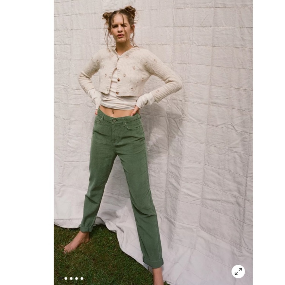 BDG Green Corduroy High-Waisted Mom Pant